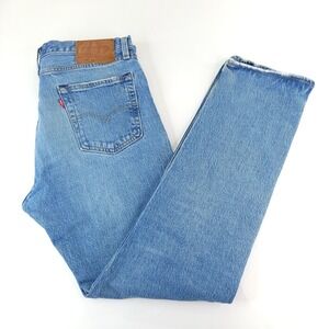 Levis Premium 501 '93 Jeans Mens 30x30 Blue Whiskering Button Fly Big E Stretch